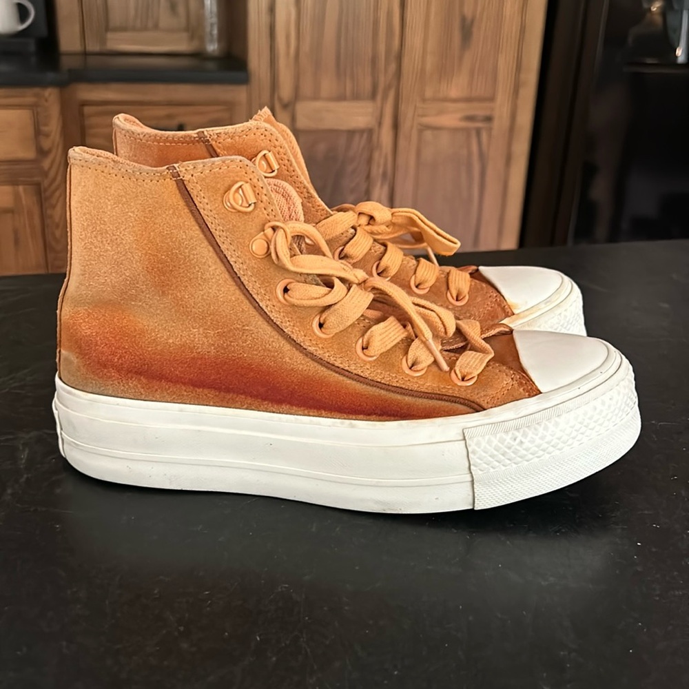 Converse | Chuck Taylor All Star Lift Platform High Top Suede Mustard Orange 6.5